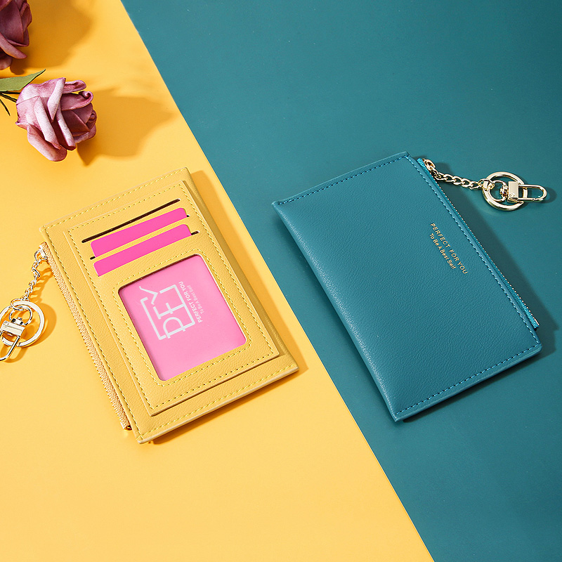 Women's ID Credit Card Holder Case PU Leather Small Short Wallets Mini Coin Purses Zipper Bill Money Bag Portable Clutch