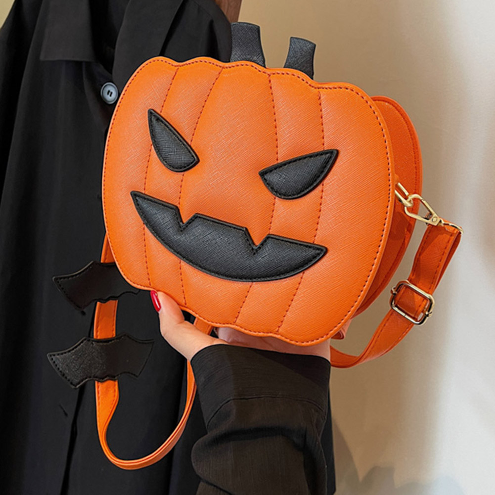 Fashion Female Fanny Glitter Crossbody Handbag Halloween Devil Pumpkin Shaped Fashion Wild Fantastic Chain Shoulder Bag Handbag