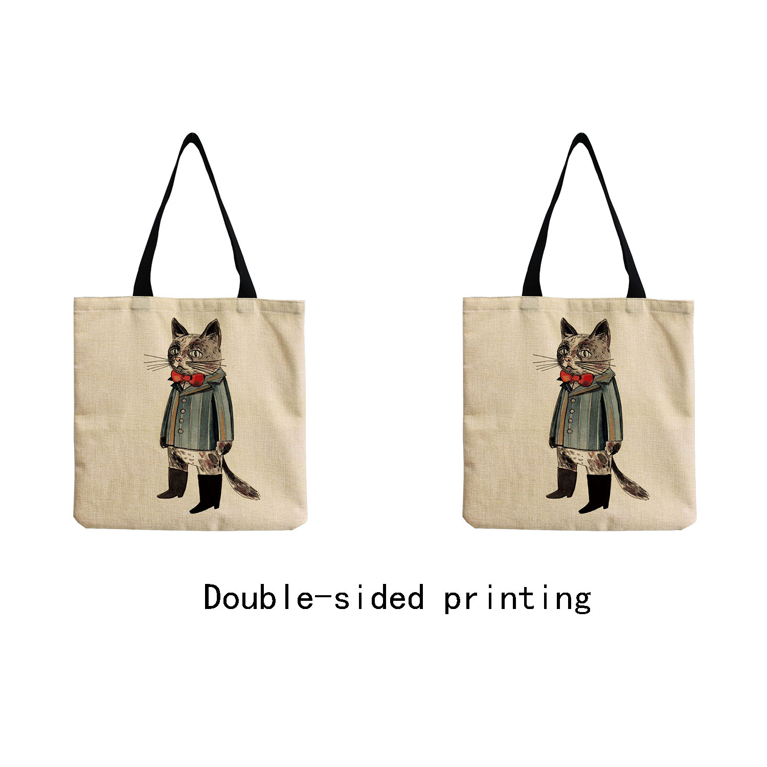 High Capacity Eco Friendly Fashion Print Tote Bag Foldable Cartoon Cat Man Travel Beach Handbags For Women Shoulder Bag Portable