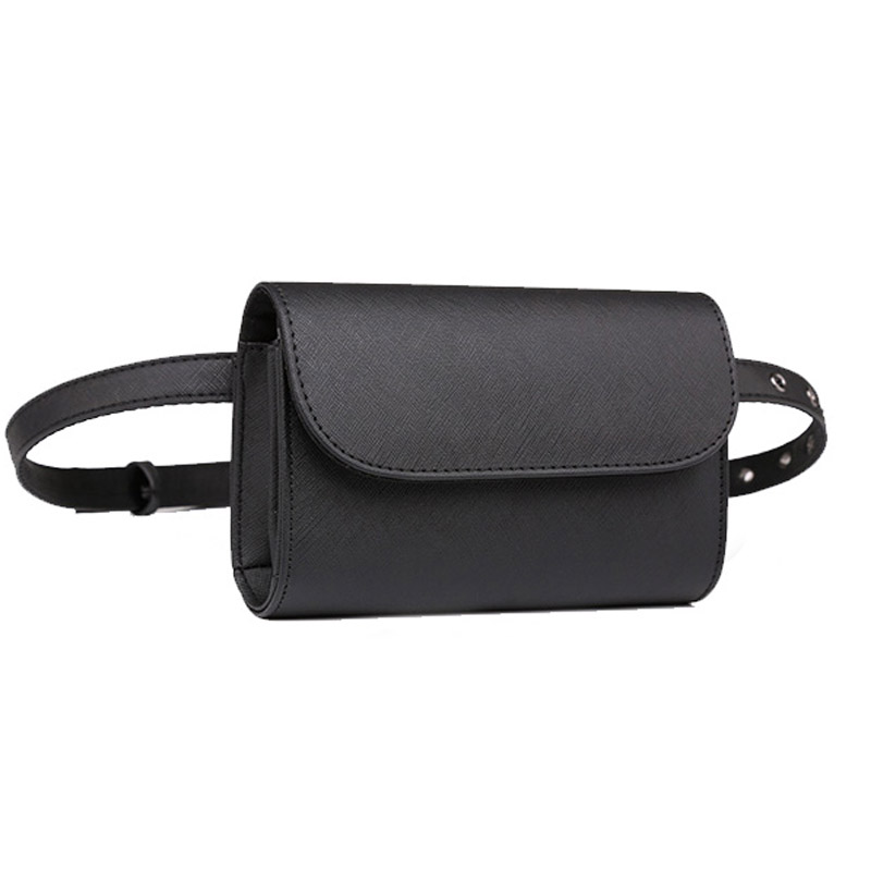 Annmouler Solid Color Waist Packs Fashion Small Fanny Pack Women Black Waist Belt Bag Adjustable Hip Bag for Girls Bum Pouch