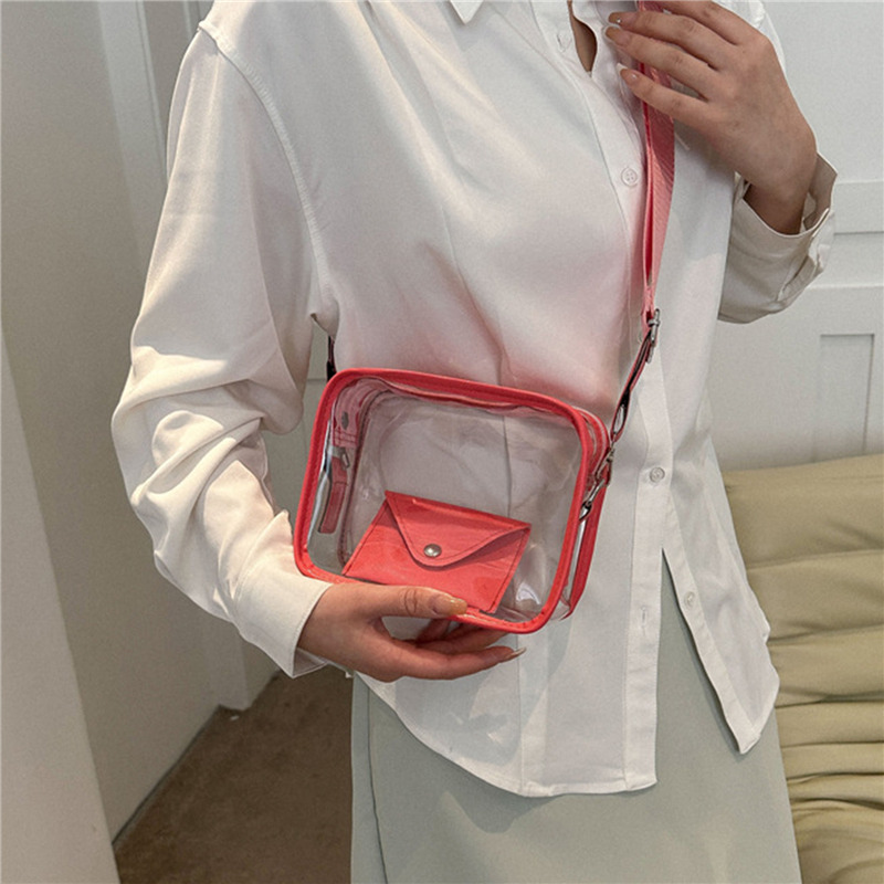 Fashion PVC Transparent Women Shoulder Bags Casual Ladies Crossbody Bags Solid Handbags Messenger Bags for Women Phone Purse
