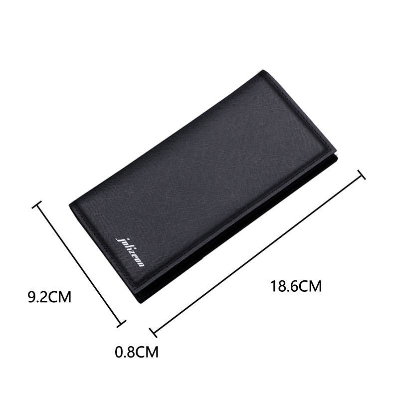 Men Luxury Leather Thin Wallet Id Card Holder Purse Checkbook Long Clutch Bifold Pu Leather Synthetic Leather Standard Wallets