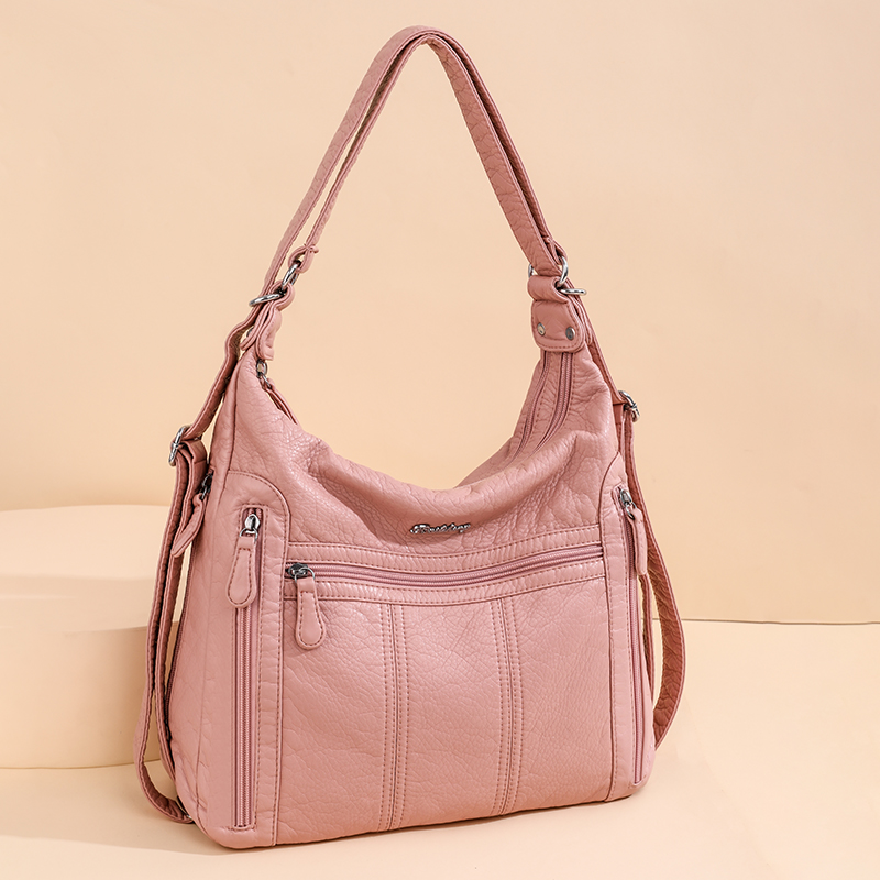 Annmouler 2022 Large Capacity Women Handbag Pu Leather Crossbody Bag Female Multifunction Shoulder Bag Pink sac a main femme
