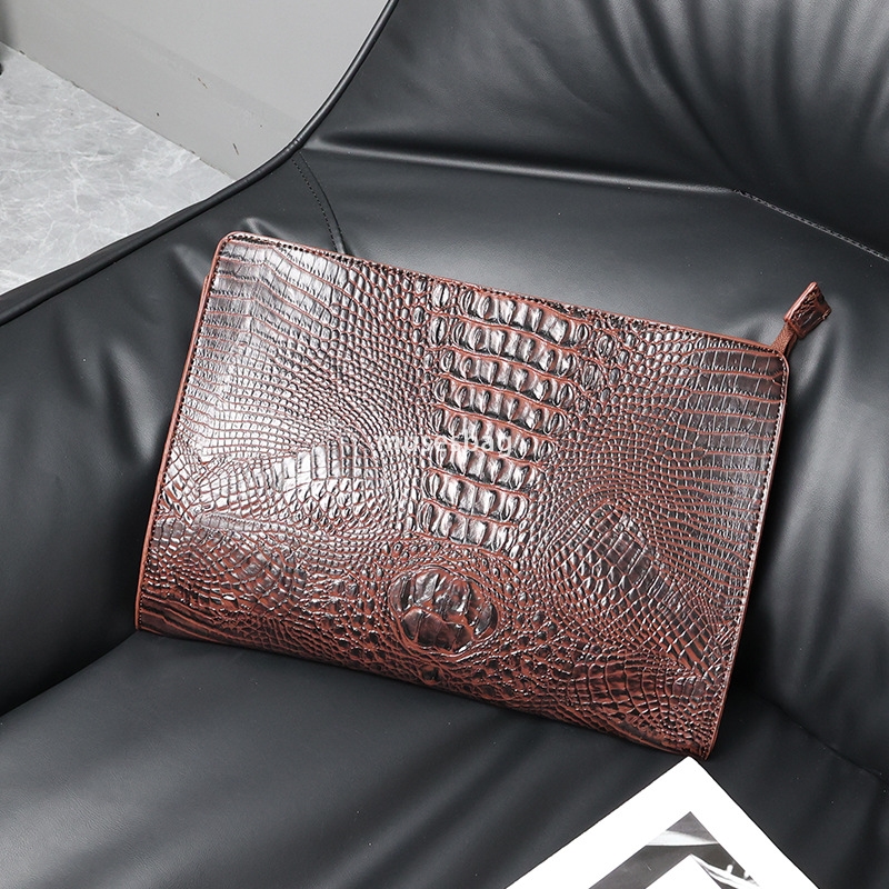 New crocodile pattern men's and women's handbag Korean version men's bag casual envelope bag iPad bag file bag trendy handbag