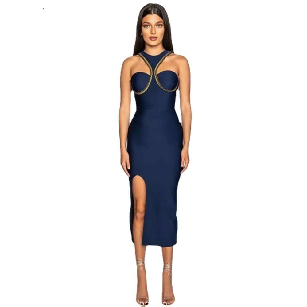 Sultry Nightclub Dresses: Women's High Neck Bandage Gown, Sleeve Socialite Party Dress & Elegant Long Evening Skirt C260312