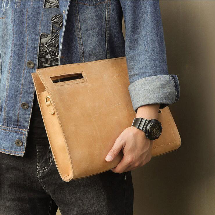 Free Shipping MAHEU Briefcase Bag Genuine Documents Pouch Featured Crazy Horse Leather A4 File Hand Bag Formal Business Designer Bag Luxury Bag Tote B