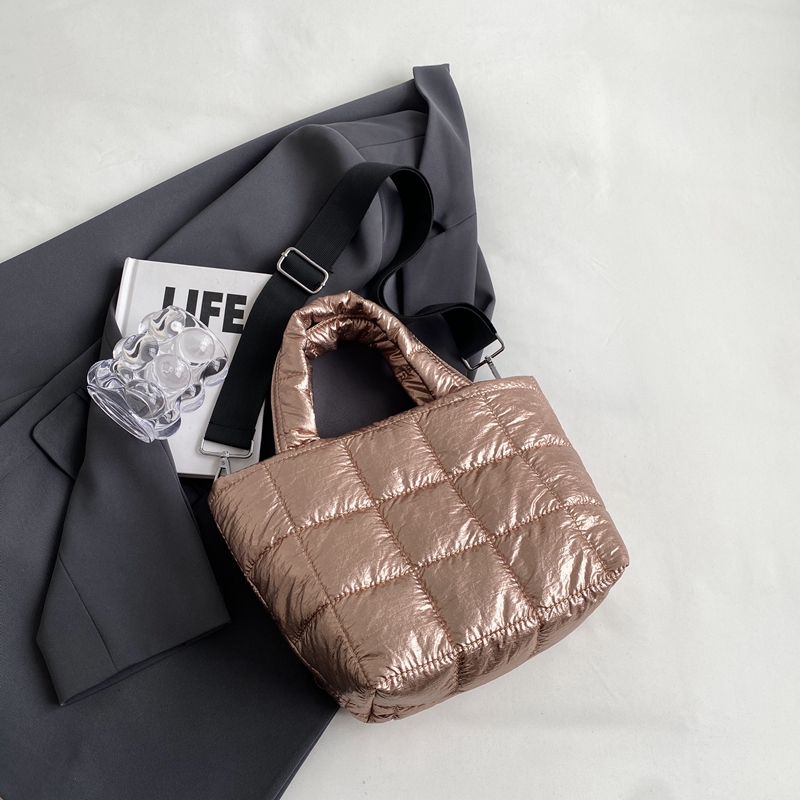 Women Fashion Quilted Down Handbags 2023 Autumn Winter New Top-handle Bags Girls Casual Tote Ladies Cotton Padded Shoulder Bag