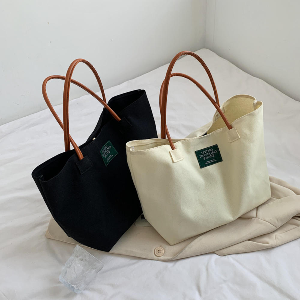 Women's Canvas Shoulder Bags Eco Reusable Foldable Shopper Fashion Print Large Capacity Handbags Casual Cute Bag for Students