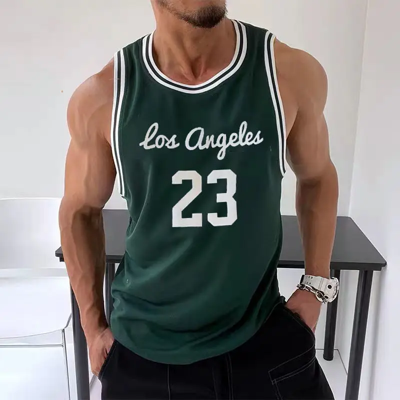 23 Vest Sports Summer Men s Gyms Mesh Tank Tops Fitness Workou Joggers Sleeveless T-Shirt Male Basketball Training Fashion