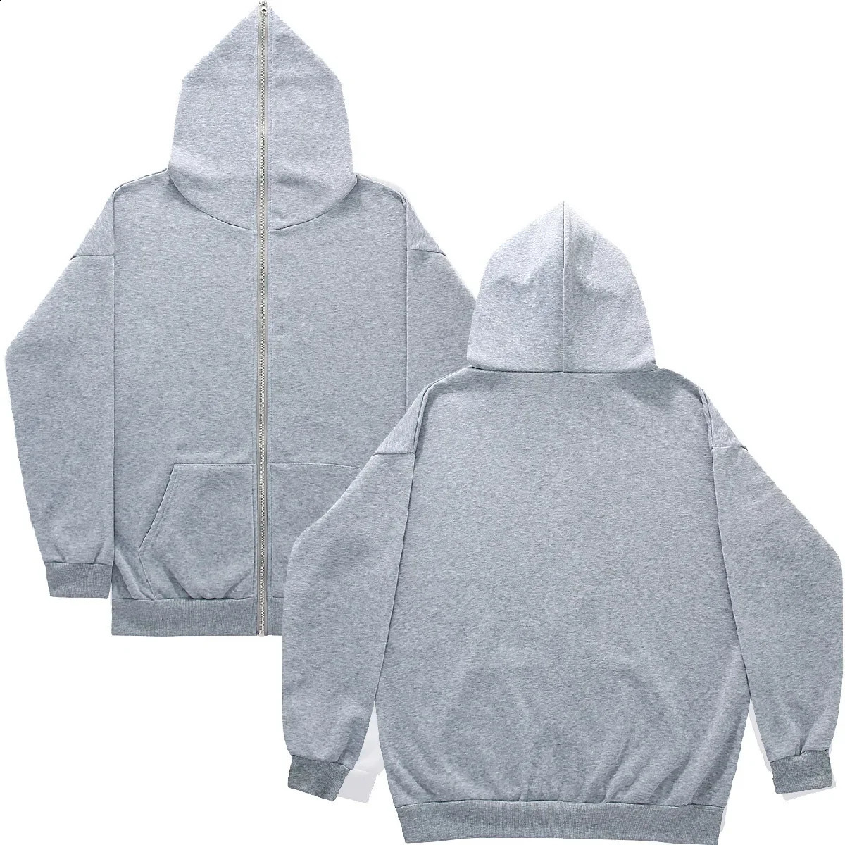 Mens Full Zipper Jackets Zip-up Sweatshirt Hoodie Blank Jacket Cardigan Solid Color Fleece Hoodies Streetwear Y2k Sweatshirts 240823