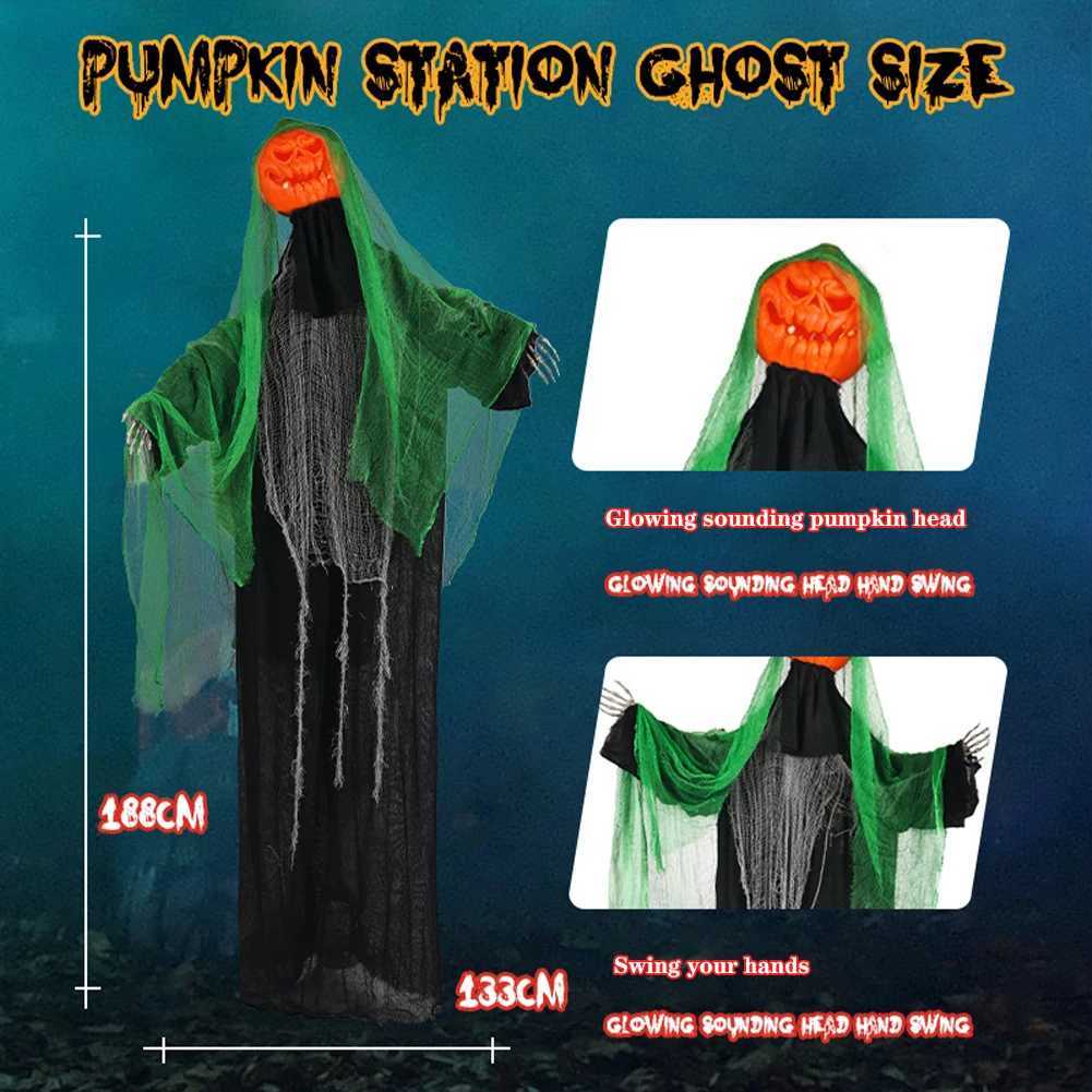 Halloween Party Holiday DIY Decorations Outdoor Hanging Pumpkin Decor with Swinging Hands Sounds Lights Sound Control Design Y240801