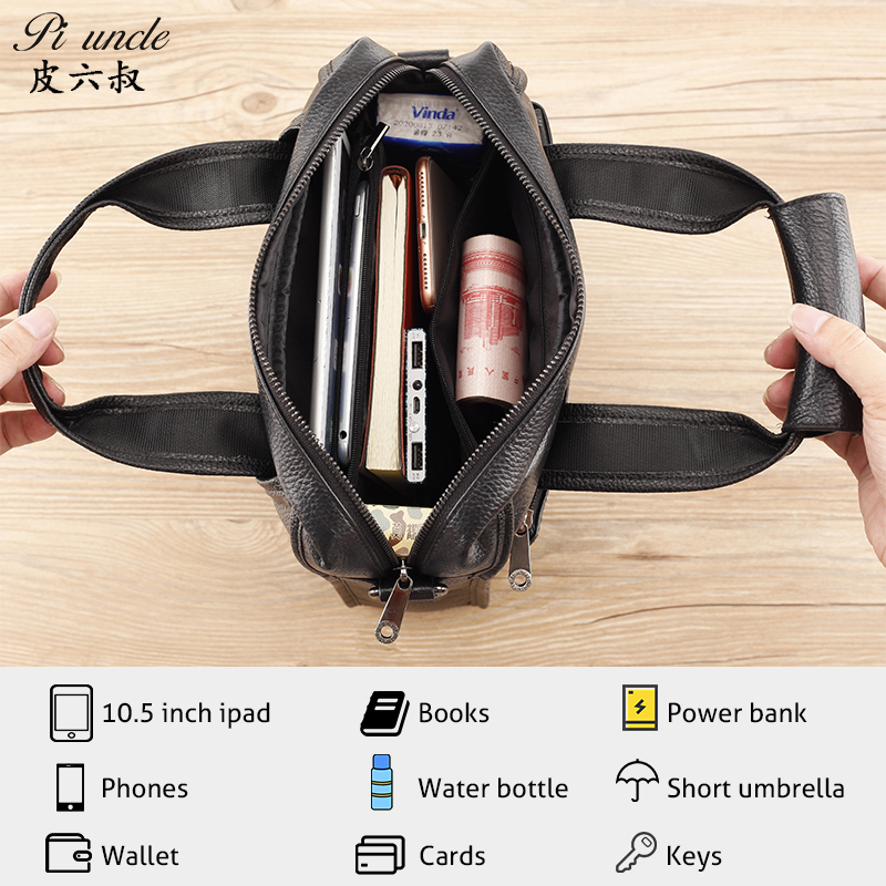 Men's Bag Genuine Leather Male Small Briefcase For Laptop Male Messenger Bags Natural Cowhide Business Portfolio For Document A4