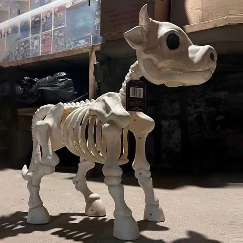 New Halloween Cow Horse Skeleton Tricky Graveyard Resin Cow Skull Skeleton Spooky Halloween Horror Cow Bones Skeleton Decor Y240801