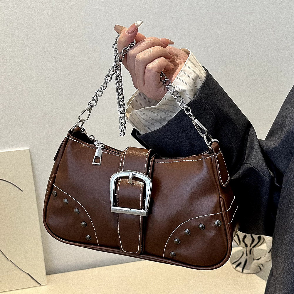 Y2K Vintage Women Underarm Bag Korean Casual Cute White Shoulder Bag Ladies Sling Leather Zip Purses Girls Fashion Tote Handbag