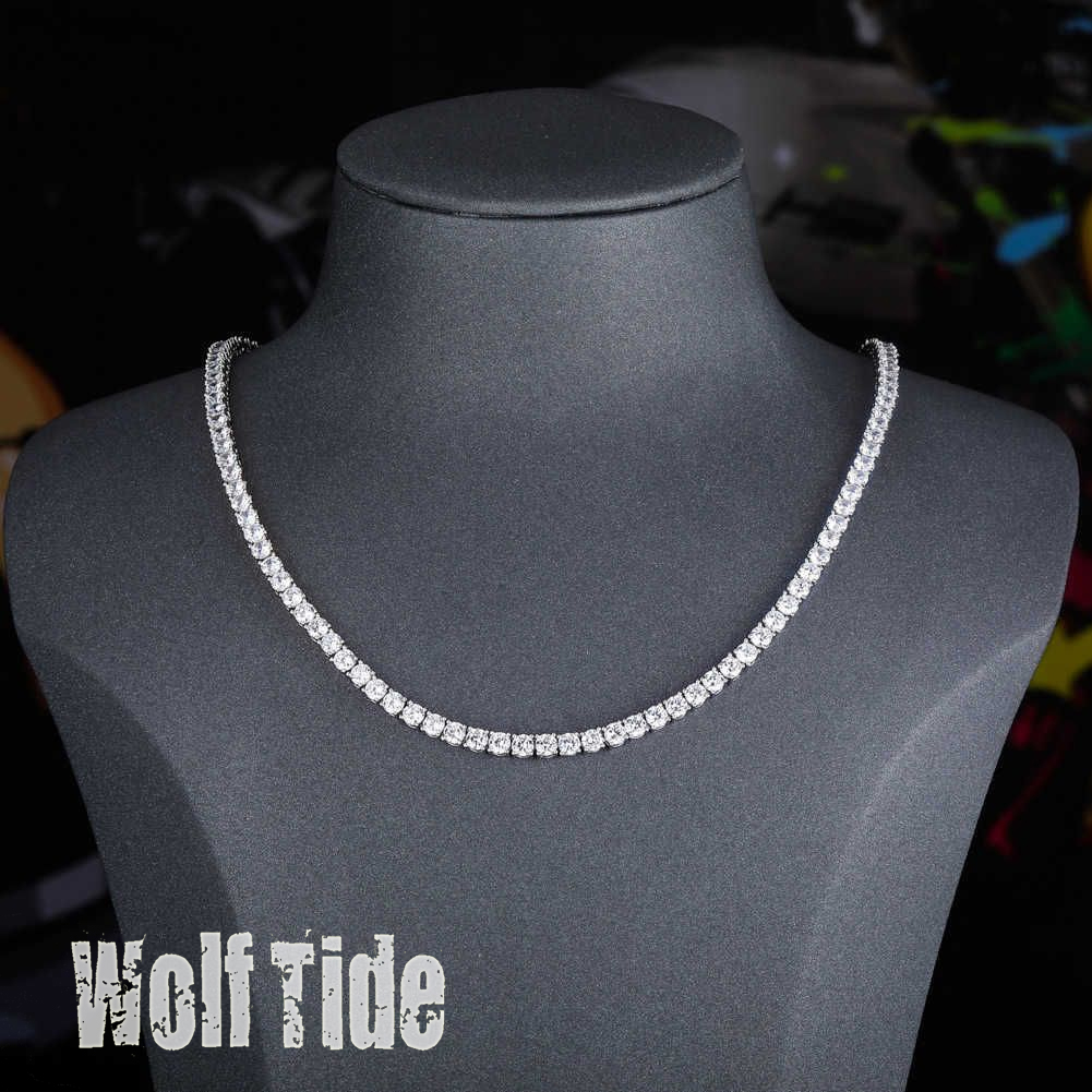 4mm 14-30 Inch Hip Hop Tennis Chain Necklaces Full Diamond Long And Choker Necklace Prong Cubic Zircon Iced Out Cz Stone Crystal Fashion Jewelry For M