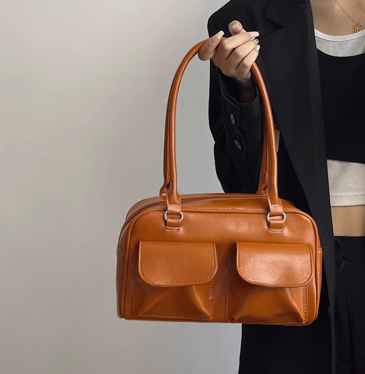 Vintage Girls' Shoulder Bags: Trendy Preppy Streetwear, All-Match Casual Solid Design, Aesthetic Underarm Fashion Handbags