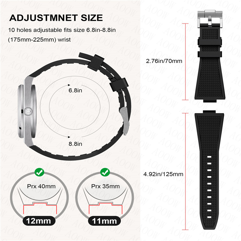 Silicone Strap For Tissot PRX 40MM Series Men Casual Fashion Double directional quick release spring needle Replacement Strap