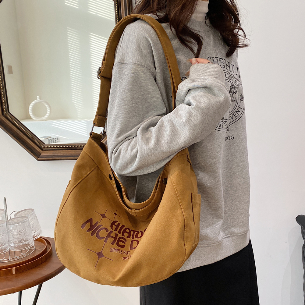 Shoulder Bag for Women Canvas Solid Color Messenger Bag Fashion Letter Printed Tote Bag Casual Large Capacity Crossbody Bag
