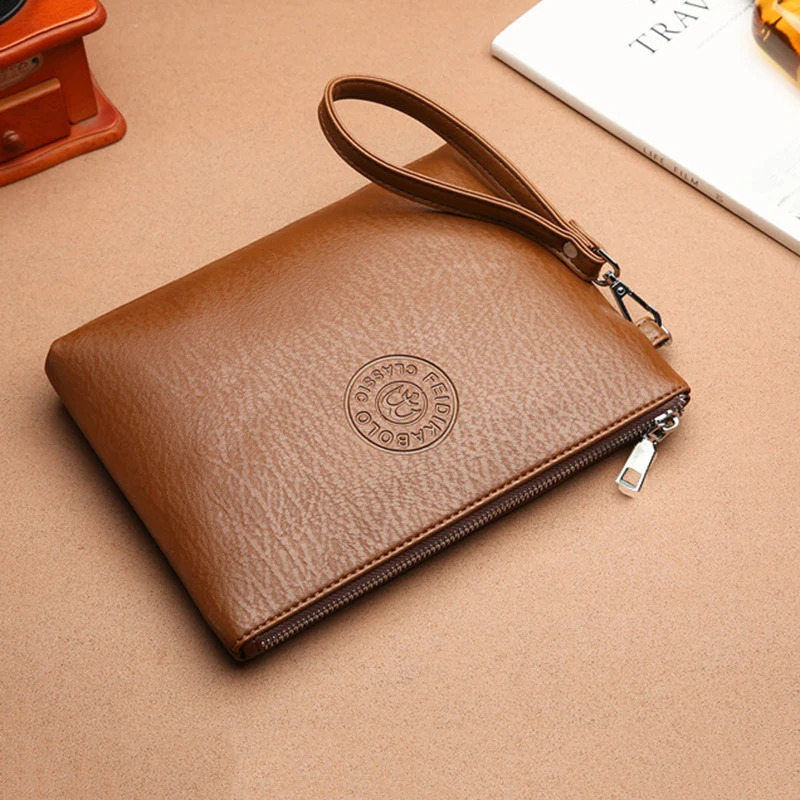 Business Style Mens Clutch Large Wallet Soft PU Leather Male Wristlet Pack Bag Elegant Leisure Stylish Hand Bags Gift Pouch 240802
