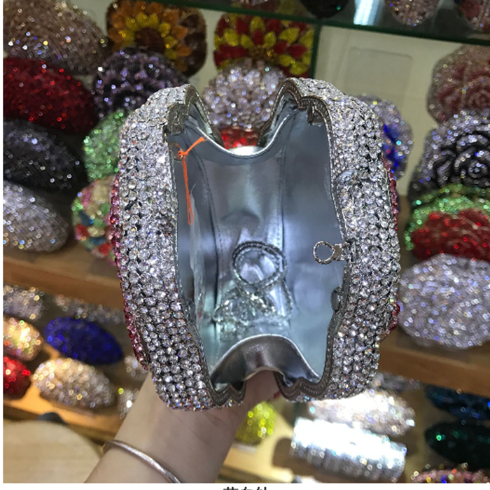 XIYUAN BrandBags rose flower shape wallet Luxury Crystal Clutch Handbag Diamonds Evening Bag Party Purse Rhinestone Shoulder bag