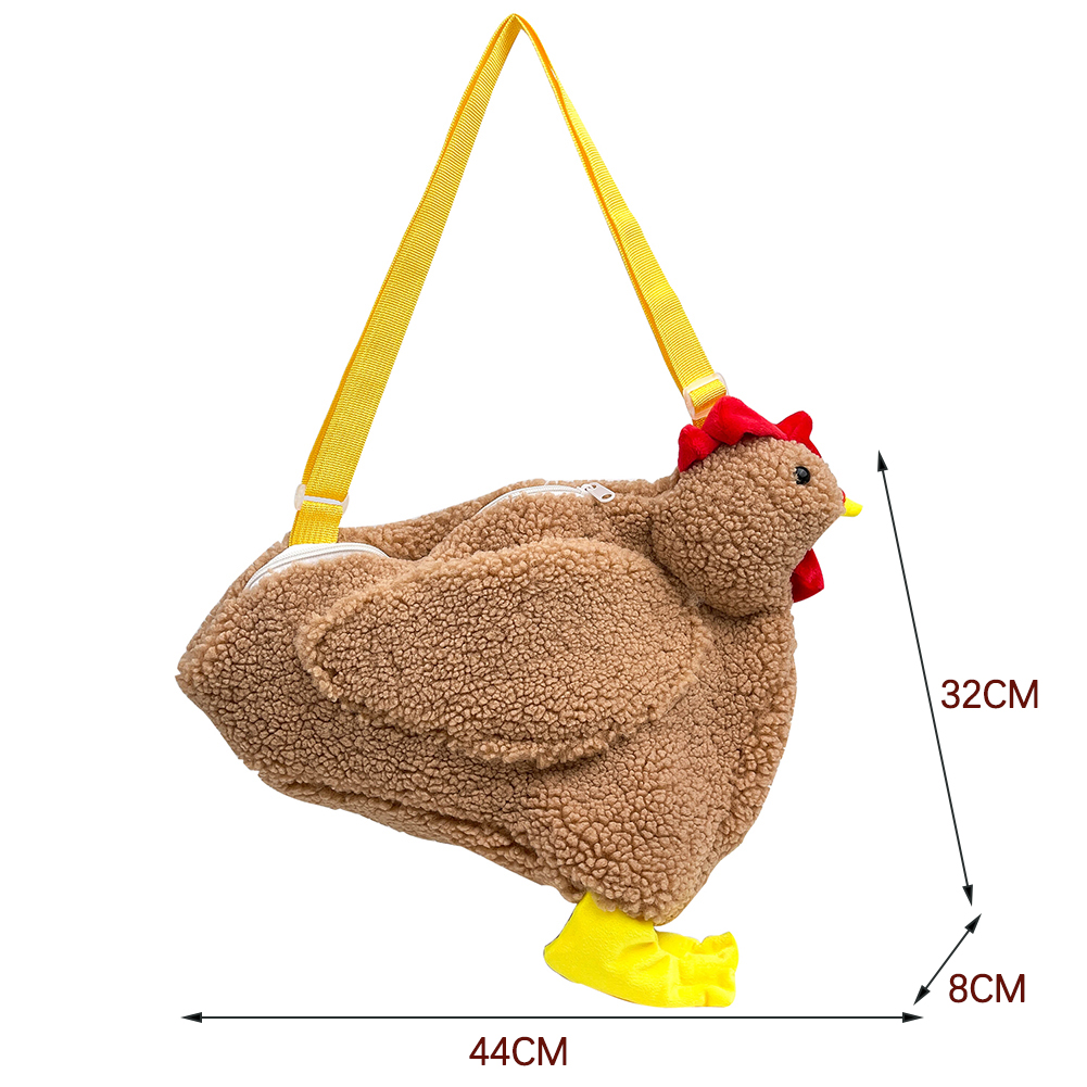 Fashion Women Hen Shape Plush Bag Soft Fleece Cute Cartoon Chicken Shoulder Bag for Women Girl Handbags Crossbody Bag Satchel