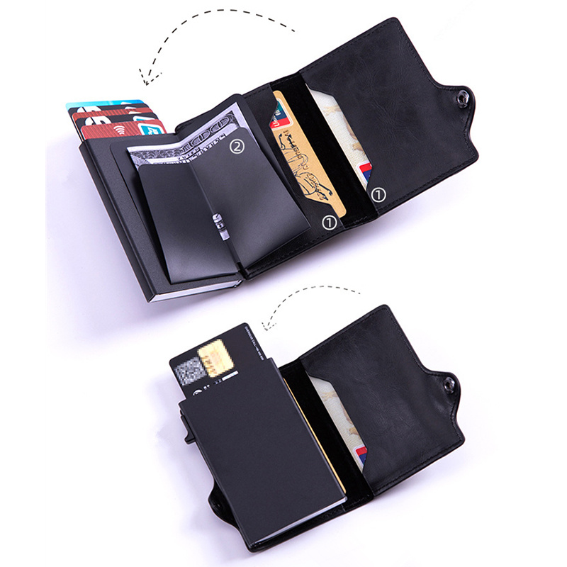 Wholesale For Apple Airtag Rfid ID Credit Card Holder Wallet Men Women Carbon Fiber Puese Business PU Cardholder Dropshipping