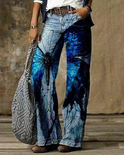 2024 Oversized women's casual thin jeans, wide leg pants, long pants
