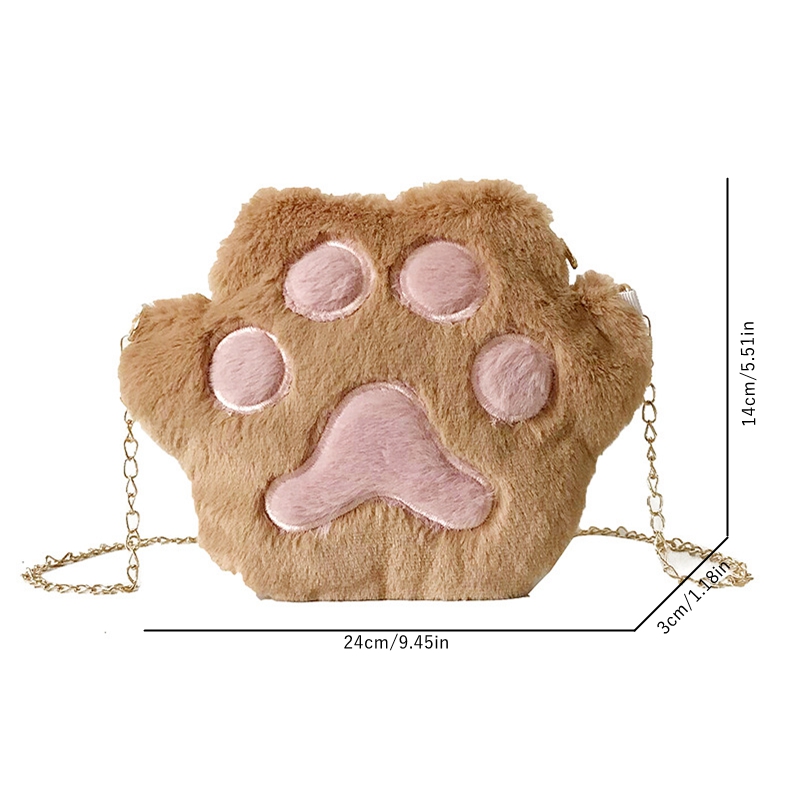 Creative cute cartoon bear paw cat claw fur bag chain all shoulder crossbody bag fashion gift