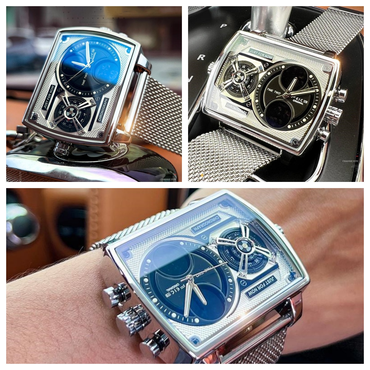 FEIKE/Feike new personalized multi-functional men's watch square large dial trendy fashion men's watch luminous waterproof