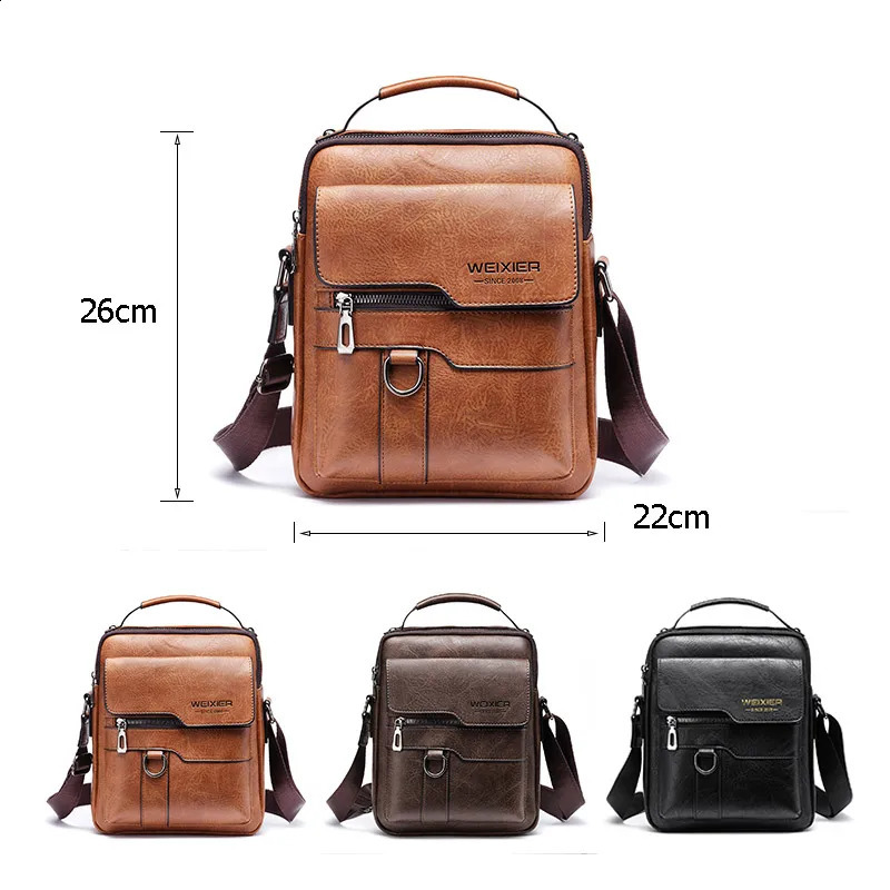 WEIXIER Men Crossbody Bag Shoulder Bags Vintage Men Handbags Large Capacity PU Leather Bag For Man Messenger Bags Tote Bag 240802