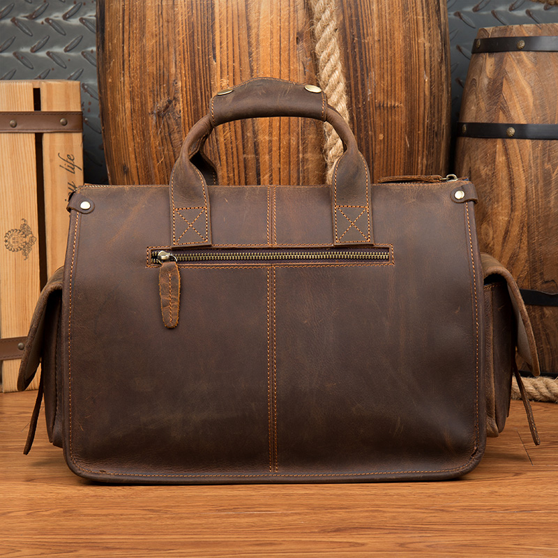 Free Shipping Men Top Grade Men's Genuine Briefcase Handbags Crazy Horse Hand Bag Thick Real Leather Shoulder Bag Designer Bag Luxury Bag Tote Ba