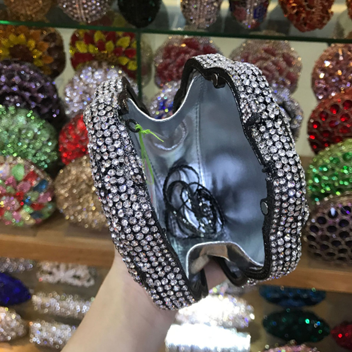 XIYUAN BrandBags rose flower shape wallet Luxury Crystal Clutch Handbag Diamonds Evening Bag Party Purse Rhinestone Shoulder bag