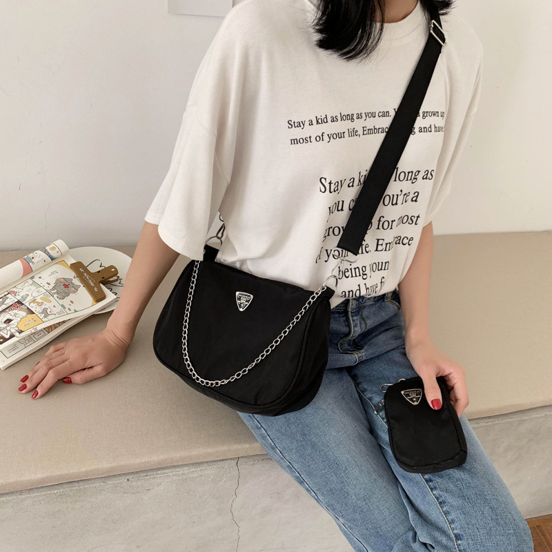 2pcs Fashion Nylon Shoulder Bag Women Chians Crossbody Bag Designer Messenger Handbag Trendy Armpit Bag Bolsa feminina