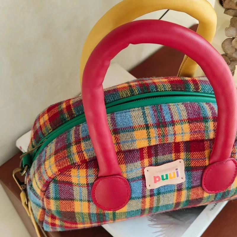 Xiuya Fashion Handbag for Women Vintage American Style Plaid Fresh Cute Shoulder Bag New Luxury Designers Zipper Crossbody Bag