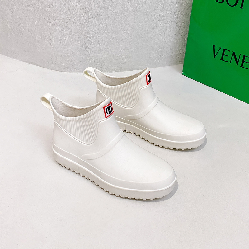 Rubber Shoes Women Waterproof Rain Boots Trend Ankle Galoshes Woman Casual Flats Working Couples Rainshoes Botas De Lluvia