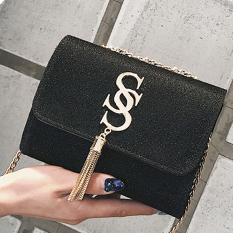 Silver Sequin Chains Crossbody Bag Fashion Tassel Ladies Party Messenger Bags Designer Women's Cheap Free Shipping