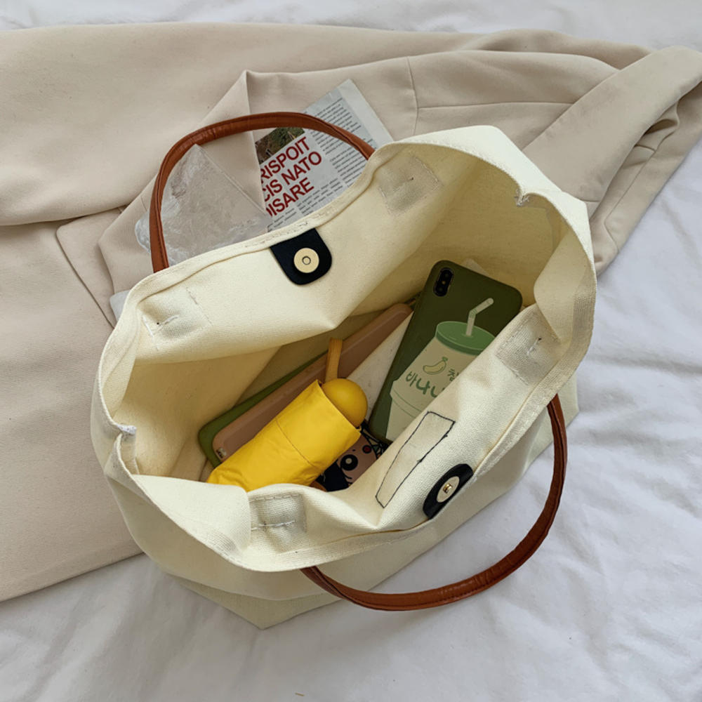 Women's Canvas Shoulder Bags Eco Reusable Foldable Shopper Fashion Print Large Capacity Handbags Casual Cute Bag for Students