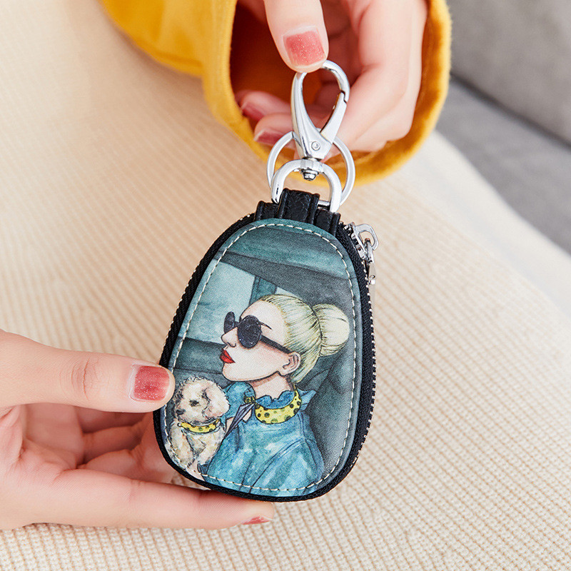 New Cartoon Women General Car Key Case Bag PU Leather Girls Key Housekeeper Holder Wallets Organizer Keychain Pouch Cover
