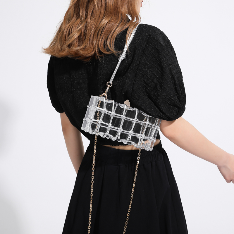 Luxury Designer Handbags 2023 Y2K Women Silver Gold Tote Bag Ladies Transparent Acrylic Box Underarm Shoulder Crosssbody Bag