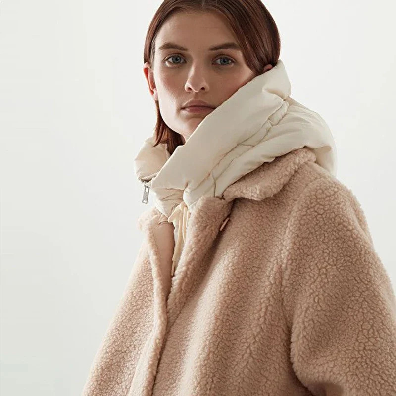 Winter Ultralight Down Hooded Hats for Women Men Warm Ring Scarf Balaclava Hat Neck Zippper Drawstring Coat Scarf Short Tank Top 240723