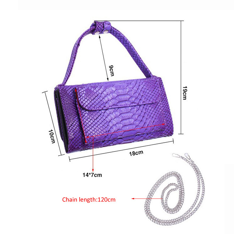 XMESSUN Fashion Purple Snake Pattern Clutch Bag Crossbody Bags for Women 2024 Summer Lady Shoulder Handbag Female Travel Purse
