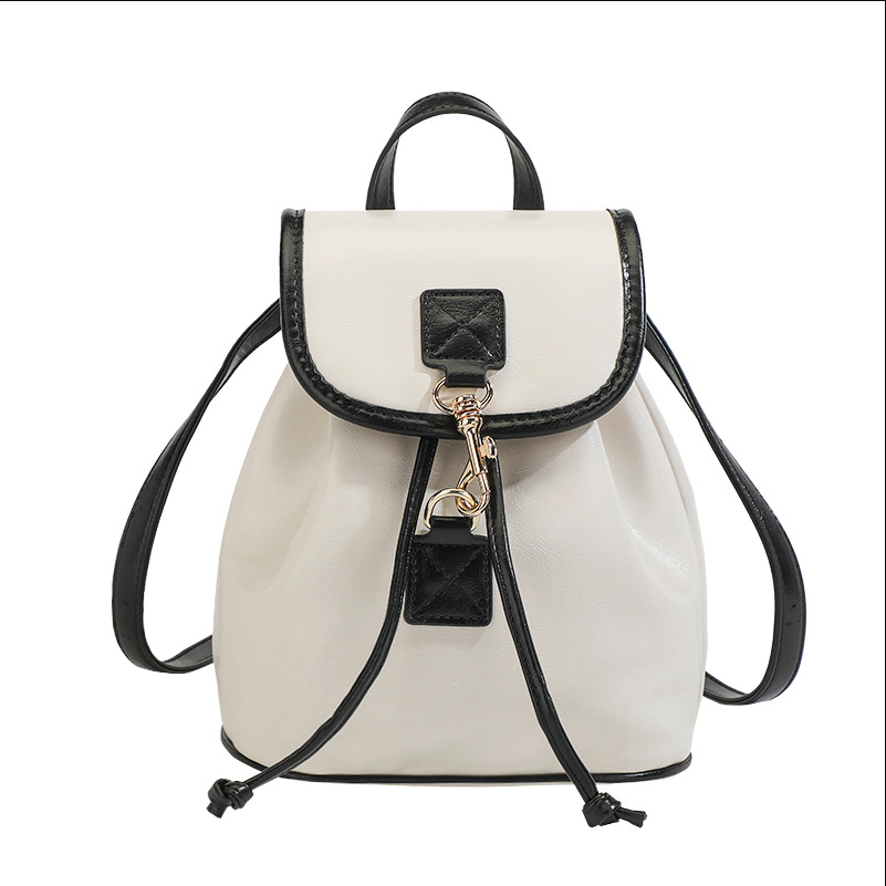 Xiaoxiangfeng shoulder bag women's new style bag contrasting colors fashionable and casual simple flip coverversatile small backpack for students