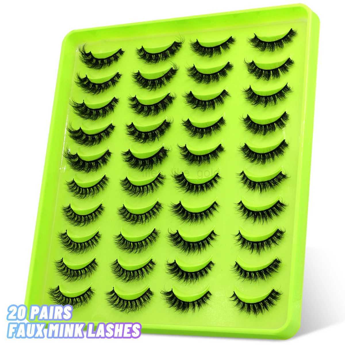 Groinneya eyelashes 5/10/20 double 3D artificial mink fluffy false eyelashes dramatic curly eyelashes eyelash extension makeup W240803