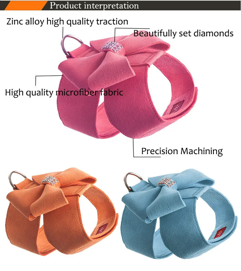 Small Dog Harness Leash Collar Soft Suede Leather Dog Harness for Puppies Chihuahua Yorkie Cute Pet Harness with Leash Bow XL 240802