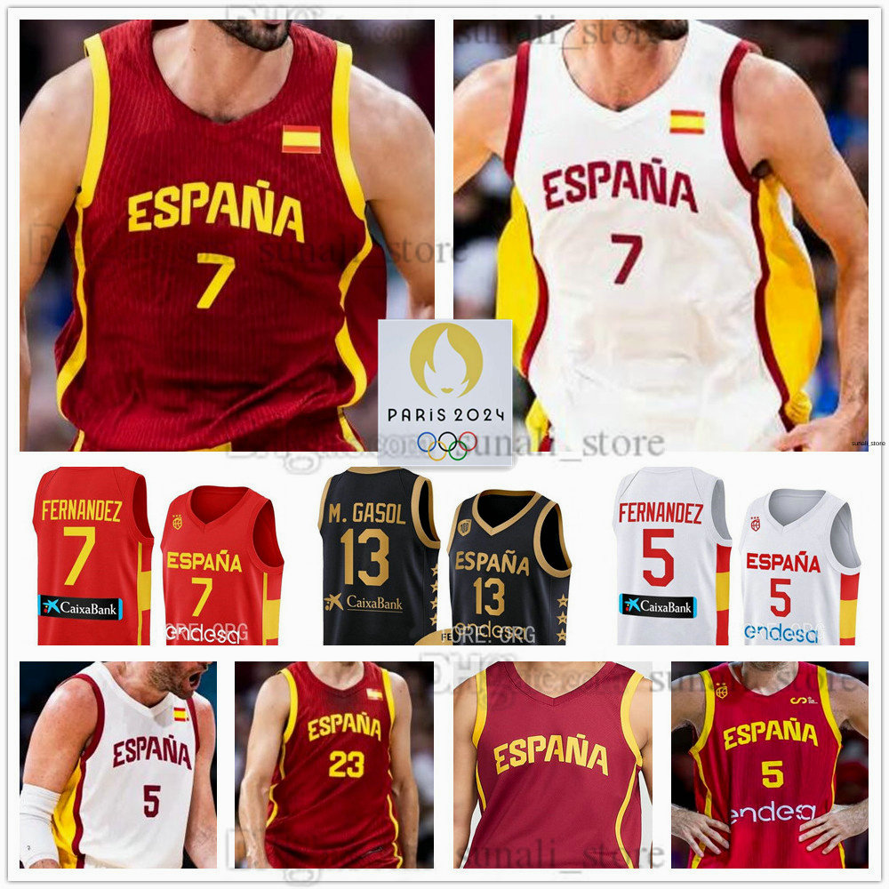 2024 Spain Basketball Jerseys 9 Ricky Rubio Alex Abrines Willy W.Geuer Juancho Hernangomez Santi Aldama Rudy Fernandez Sergio Llull Santi Abalde Brizuela Diaz Gasol
