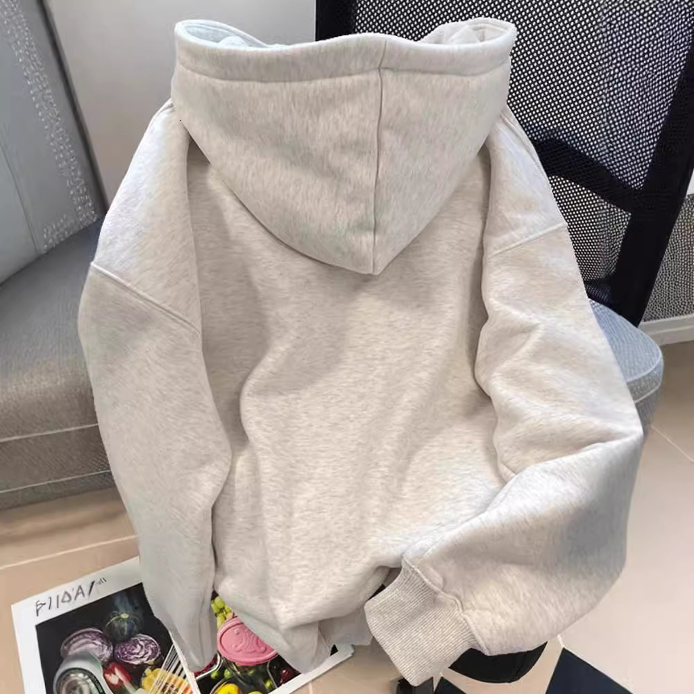 Cotton milk yellow apricot Chinese style round neck hoodie for women in autumn winter, thick short, with a creamy and fluffy top