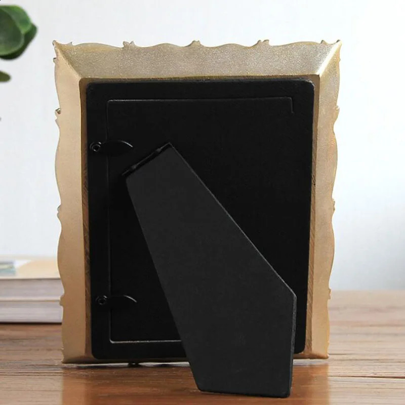 5inch 6inch 7inch European Style Resin Gold Edge Po Picture Frame Desktop Ornaments Office Home Decor 240802 H260306