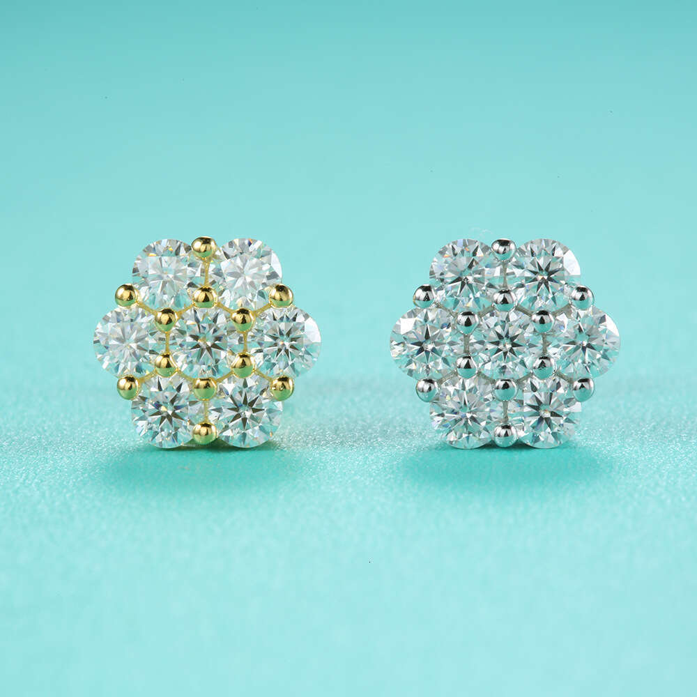 Wholesale Lab Dia Screw Back Sterg Sier wer D vvs Moissanite Iced Out Cluster Stud Earrings For Women