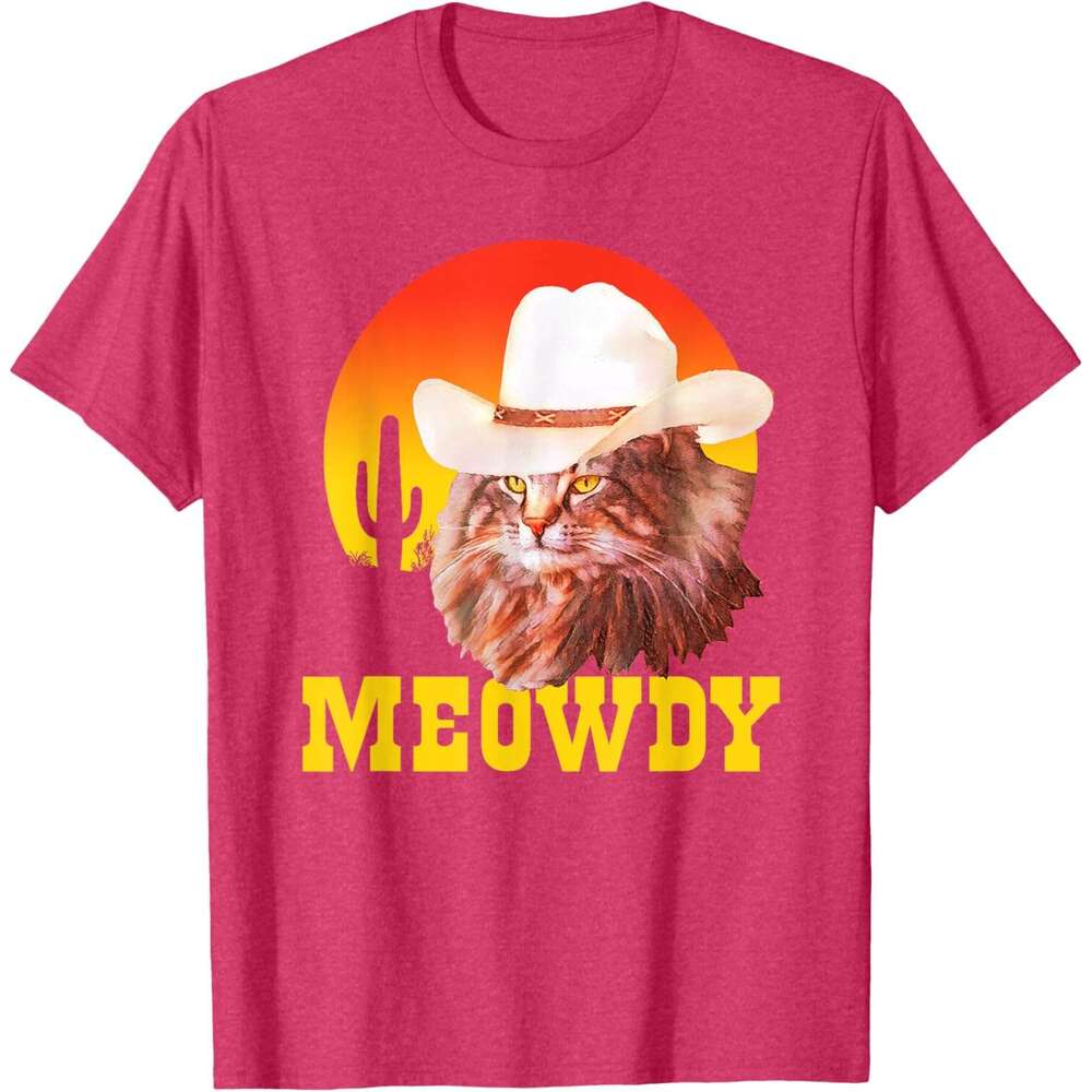 T shirt Mens Meowdy Funny Country Music Cat Cowboy Hat Vintage T-Shirt shirts tshirt graphic tee Casual tops summer clothes Short sleeve Free shipping
