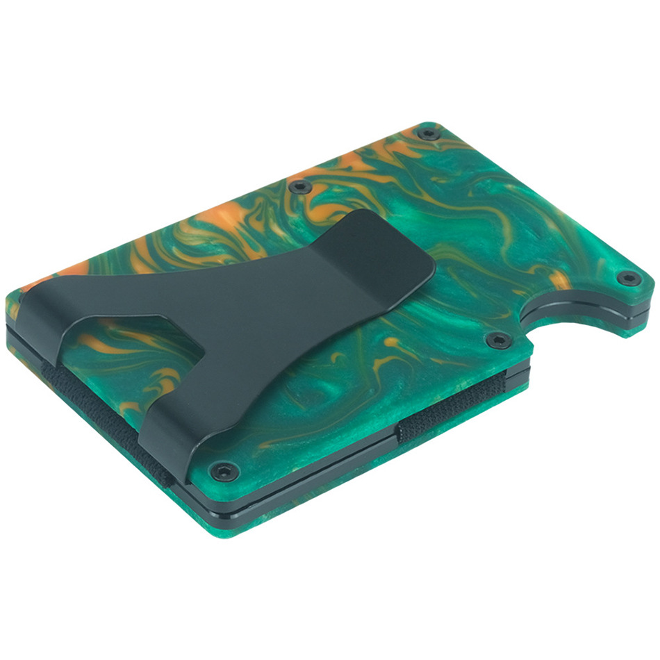Indispensable Credit Card Holder RFID Blocking Aluminum Business Thin Lettering Wallet Resin Style Moeny Clip For Man Luxury VIP